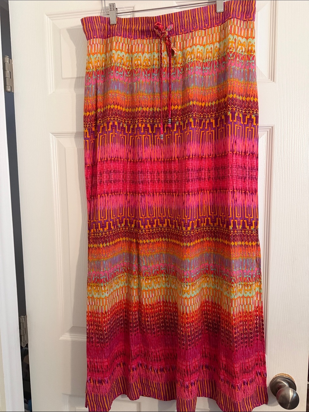 AB Studio Pink Multi-Color Printed Maxi Skirt XL